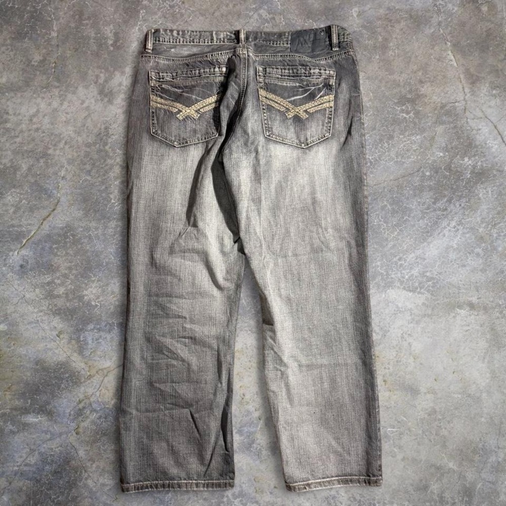 Y2K Axel Jeans Grey Stone Wash Baggy Bootcut Jeans Size 36x30 Skater Denim - Picture 2 of 7